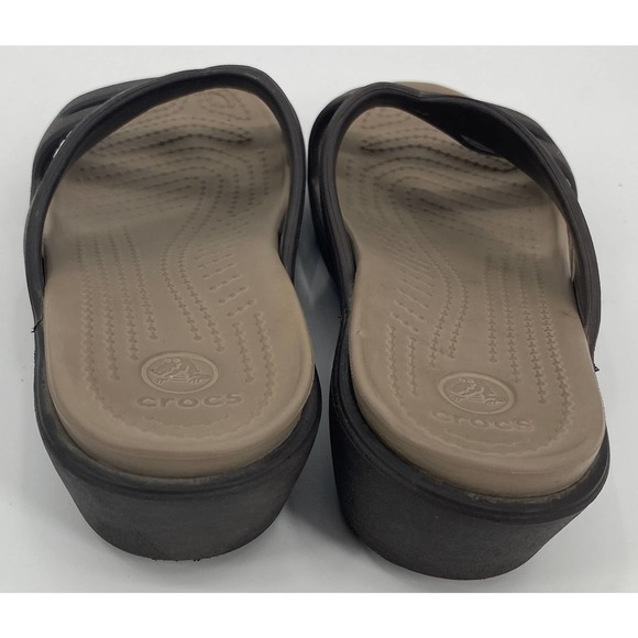 Crocs Patricia II Womens 6 Black 2" Wedge Slide Sandals Textured Insole Heel - Picture 4 of 5